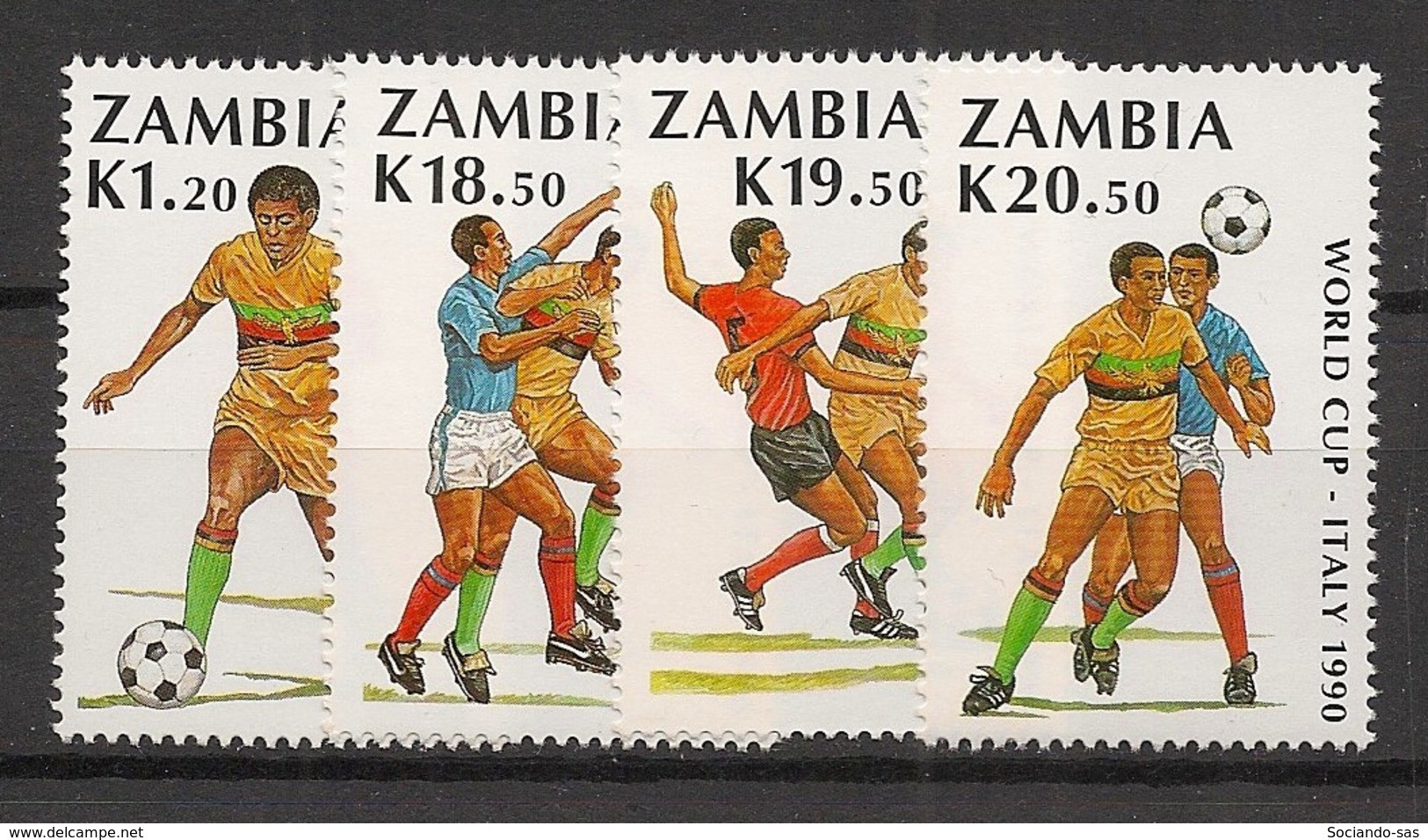 ZAMBIA - 1990 - N°YT. 502 à 505 - Football / World Cup Italy 90 - Neuf Luxe ** / MNH / Postfrisch - 1990 – Italia