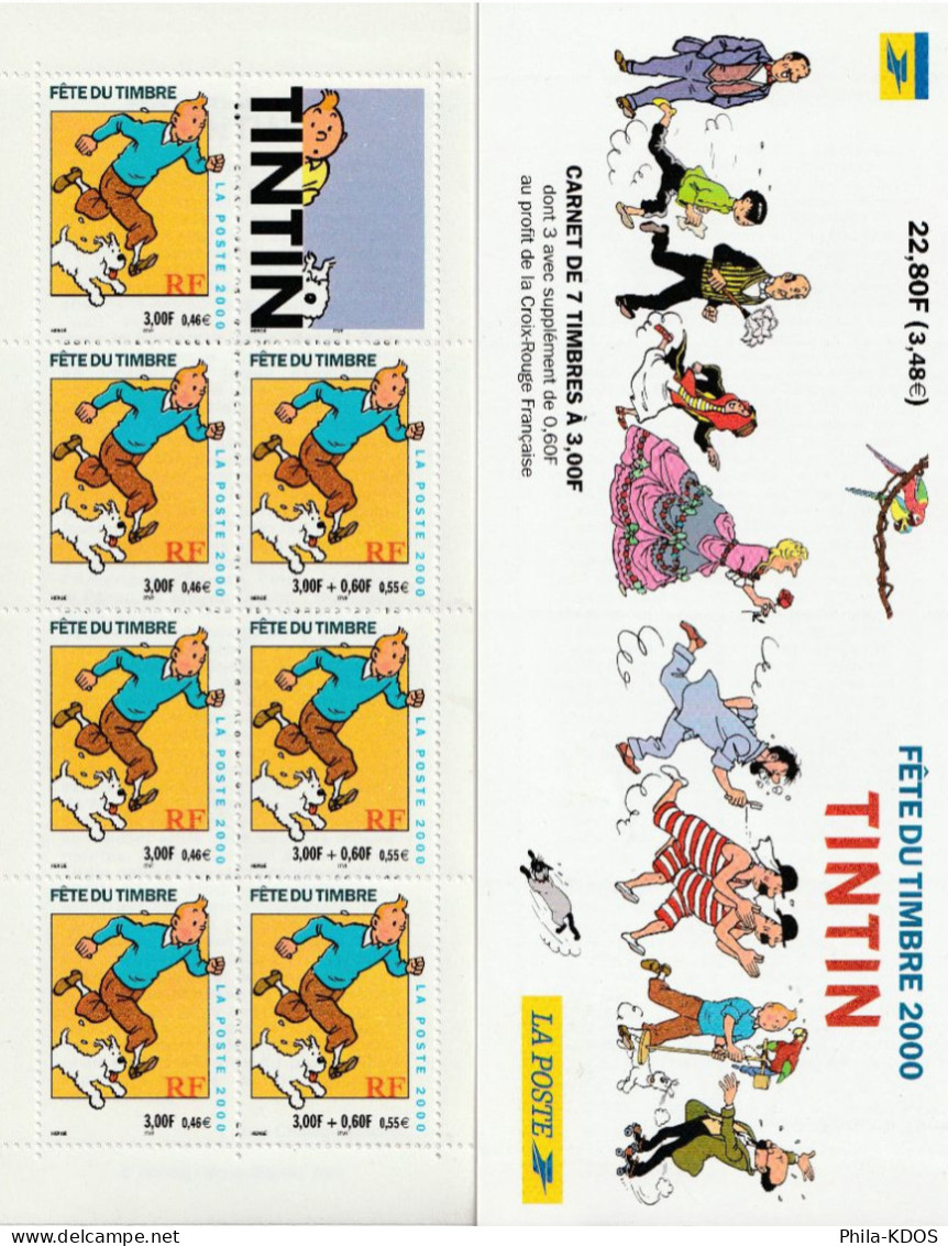 " TINTIN " Sur 1 Carnet Neuf ** MNH De 2000. N° YT BC3305 (7 Timbres) - Bandes Dessinées