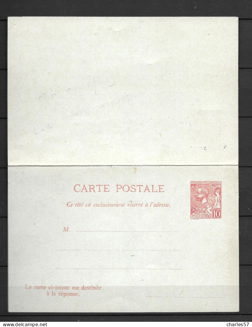 / Monaco: 10c. Rouge(verdâtre) AVEC REPONSE PAYEE (1901) - Postal Stationery