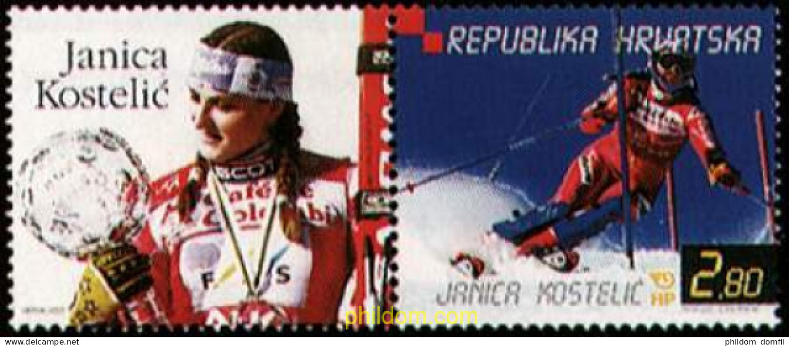 725456 MNH CROACIA 2001 HOMENAJE A JANICA KOSTELIC, CAMPEONA DEL MUNDO DE ESQUI ALPINO - Croazia