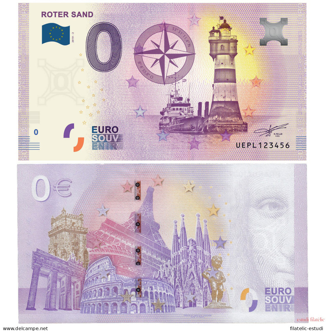 Billete  Souvenir De Cero Euros Roter Sand Sagrada Família Gaudí - [ 7] Fouten & Varianten