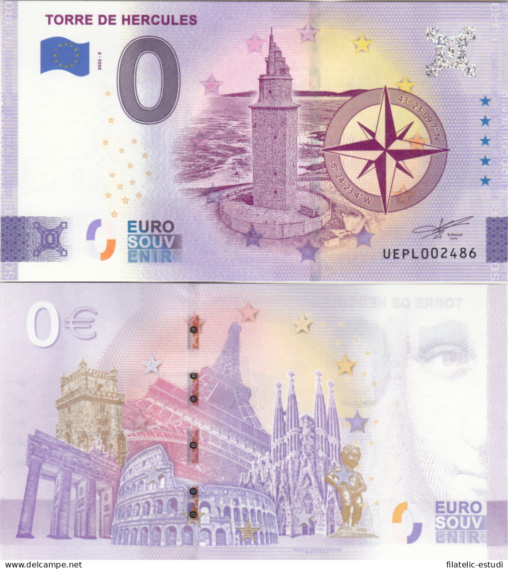 Billete  Souvenir De Cero Euros Torre De Hércules España - [ 7] Errors & Varieties