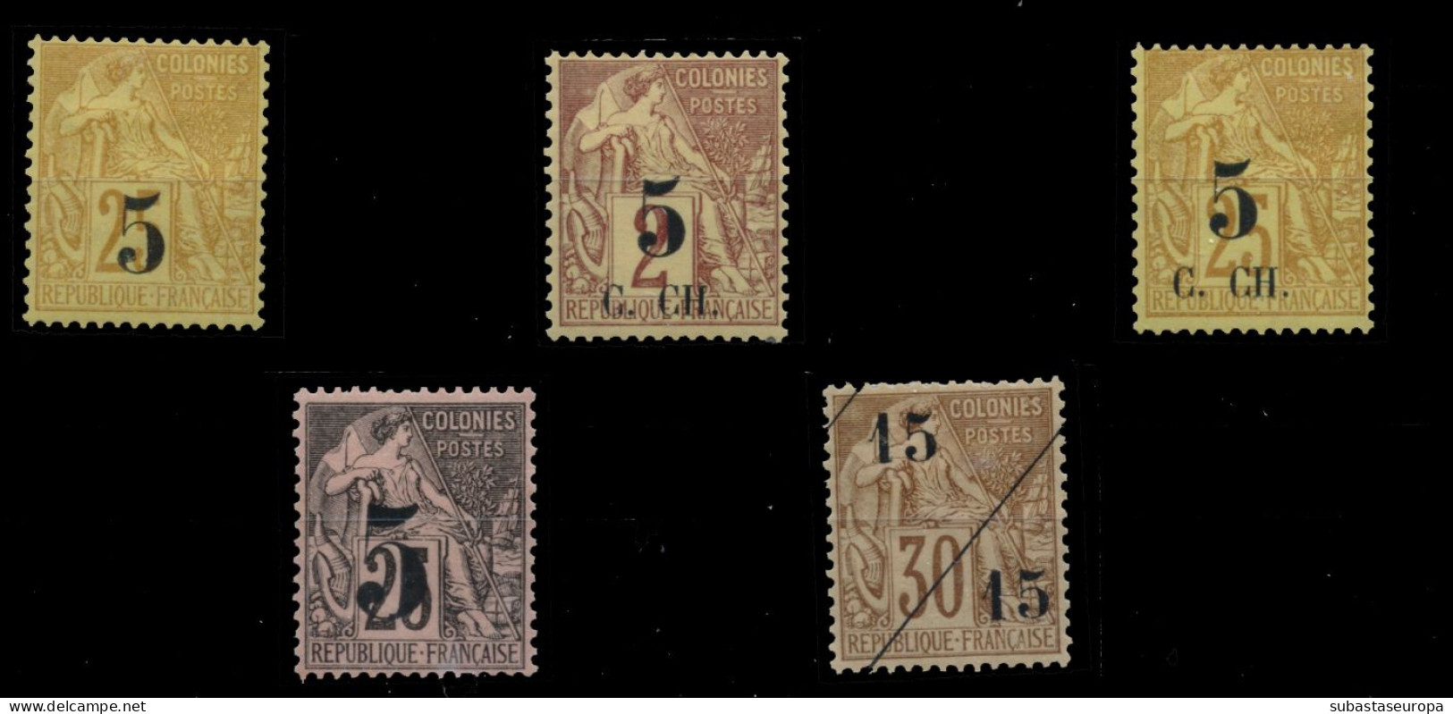 CONCHINCHINA. * 1/4 Y 5. Sin A/B. Firmados. Cat. 443 €. - Unused Stamps