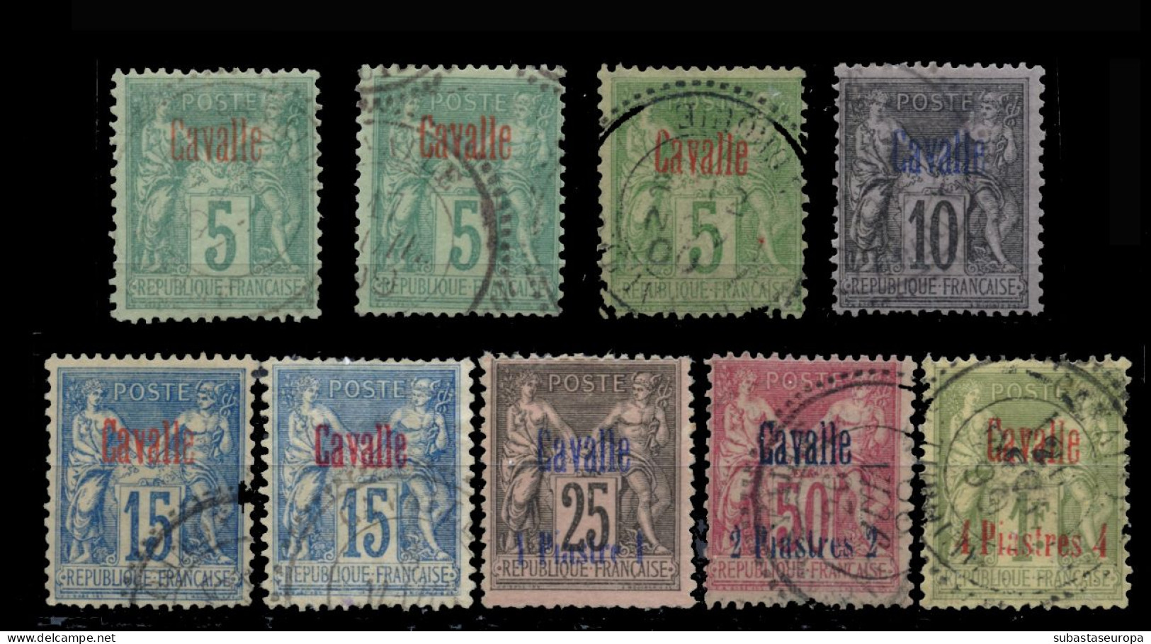 CAVALLE. Ø 1/3+5/8. Serie Corta. Algún Valor Firmado. Rara. Cat. 332 €. - Usados