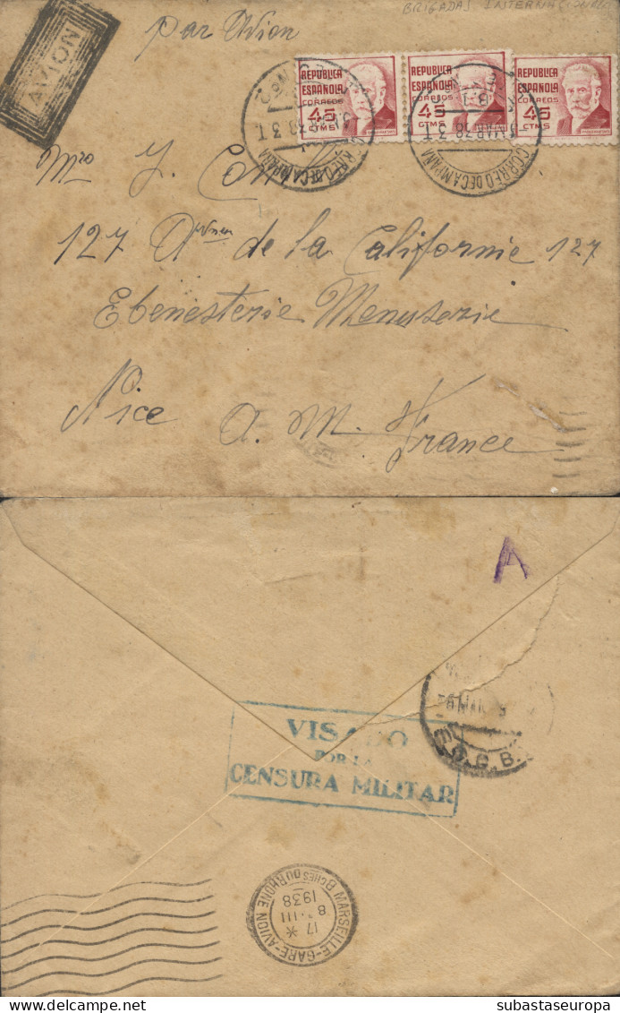 Carta Enviada Desde El Frente A Francia, El 5/3/38. Muy Rara. - Marques De Censures Républicaines