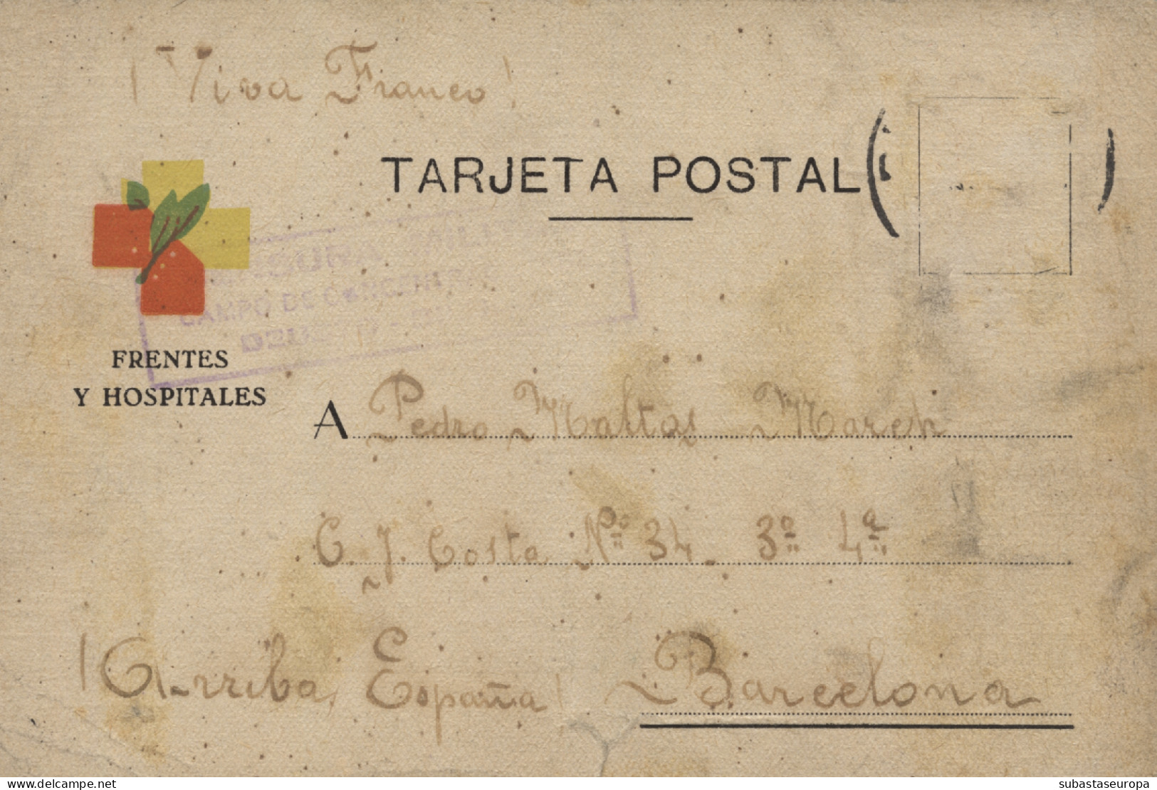 Tarjeta Circulada Desde El Campo De Concentración De Deusto A Barcelona, El 13/3/39. Marca De Censura Del - Republicans Censor Marks