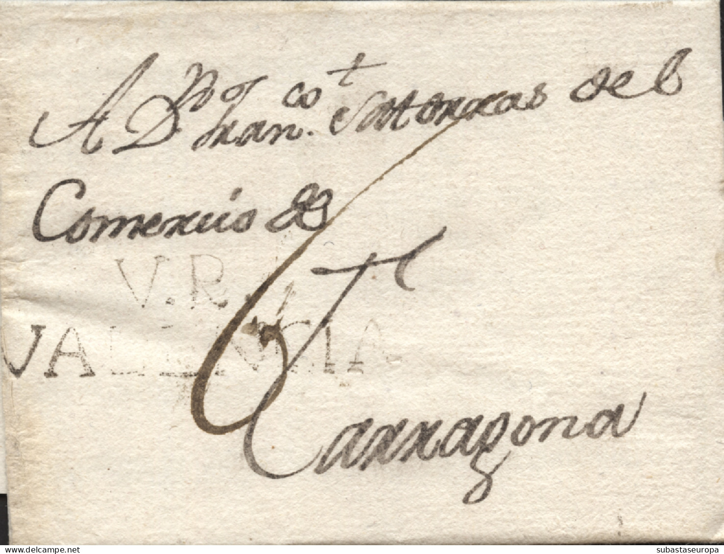 D.P. 19. 1797 (18 FEB). Carta De Almassora A Tarragona. Marca De Villareal Nº 2N (débilmente Estampada) - ...-1850 Vorphilatelie