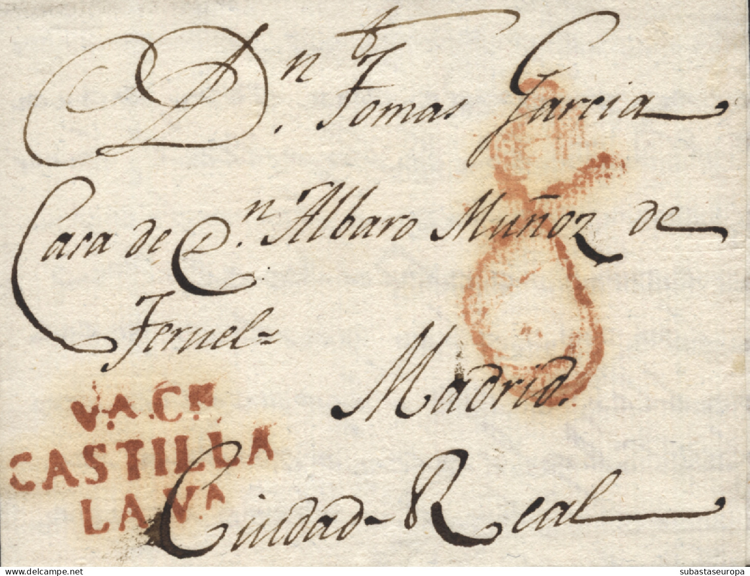 D.P. 14. 1807 (18 ABR). Carta De Villacastín A Ciudad Real. Marca Nº 2R. Preciosa. - ...-1850 Prephilately