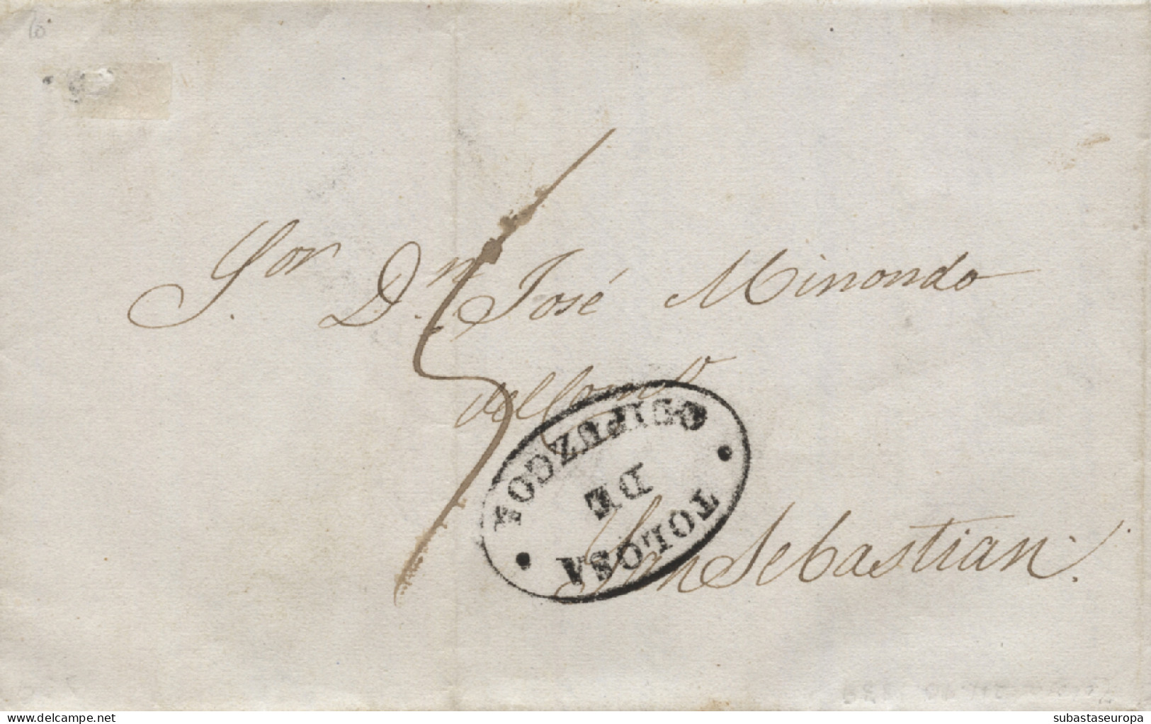 D.P. 11. 1839 (24 OCT). Carta De Tolosa A San Sebastián. Marca Nº 9N. Rara. - ...-1850 Prephilately