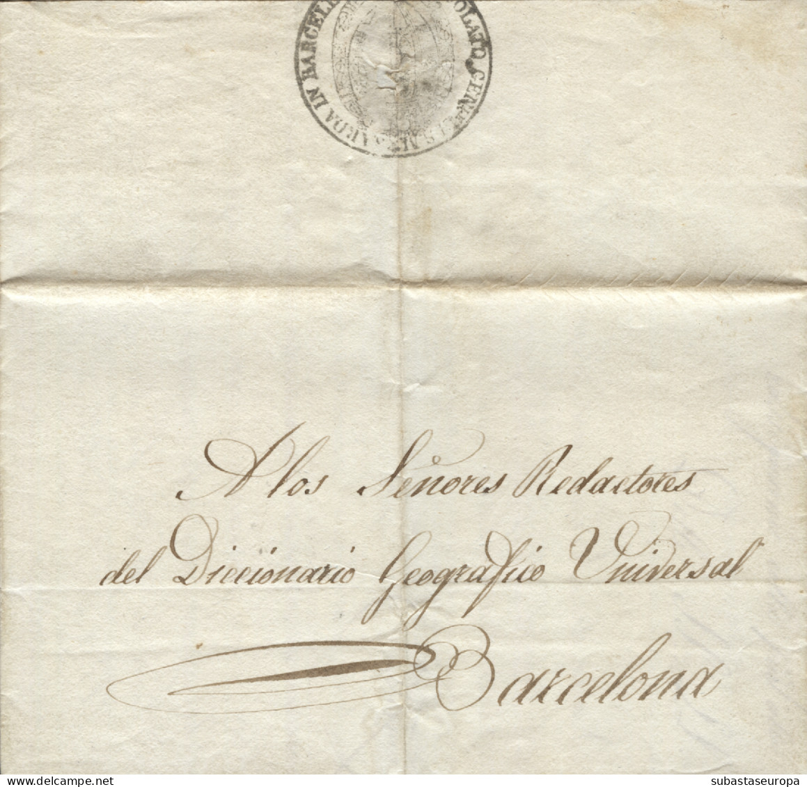 D.P. 5. 1832 (23 MAY). Carta Circulada Correo Interior De Barcelona. Remitida Por El Cónsul De Su Majestad Sarda - ...-1850 Prefilatelia