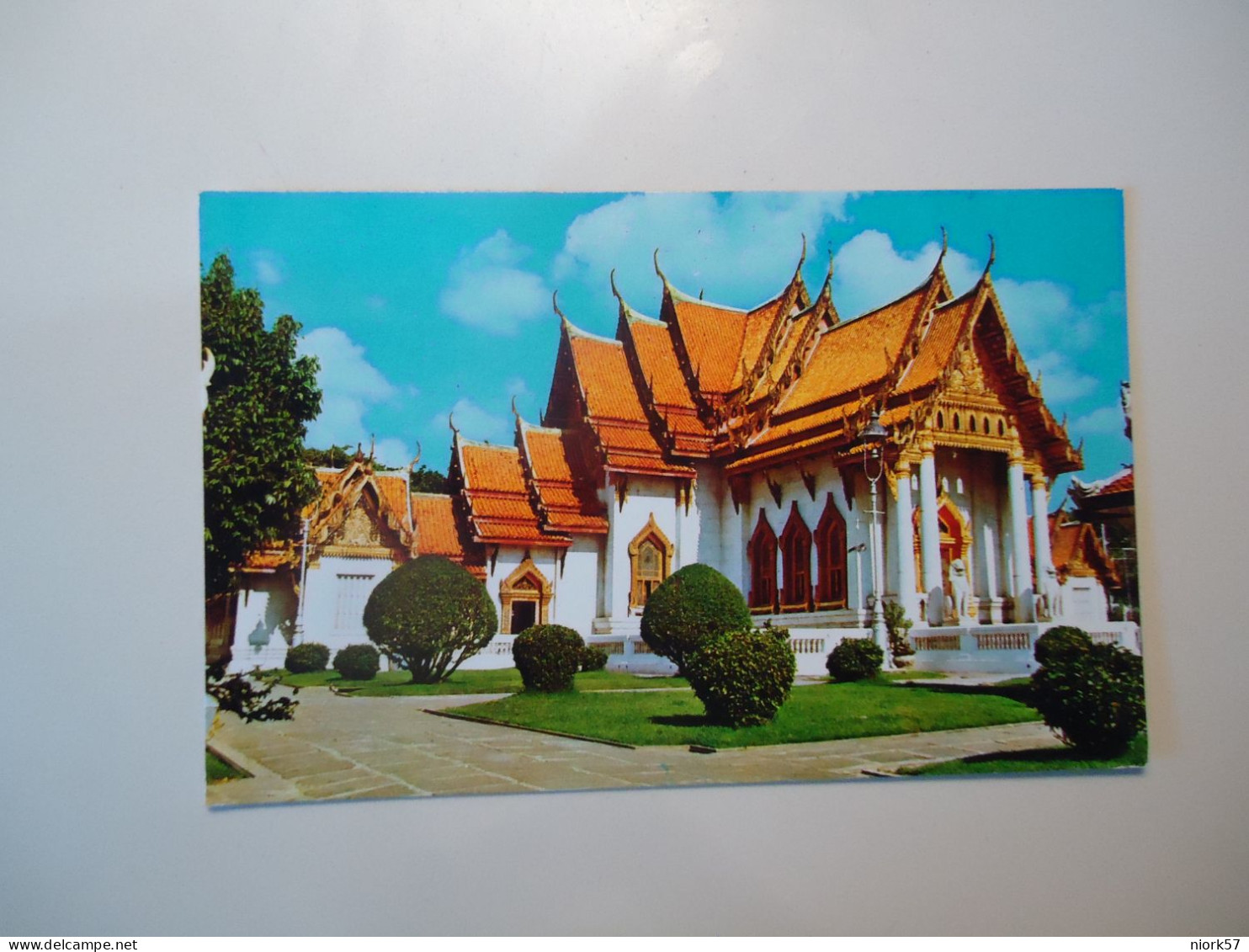 THAILAND POSTCARDS  MORBLE TEMPLE  WITH STAMPS CULTURE - Tailandia