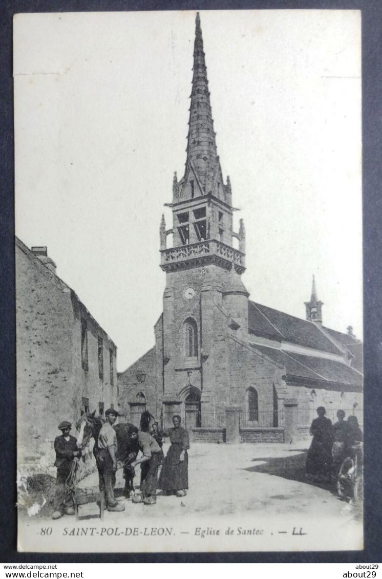 CPA 29 SANTEC Près SAINT POL DE LEON  - Eglise - Maréchal Ferrant, Belle Animation - LL 80 - Ref. F 150 - Roscoff