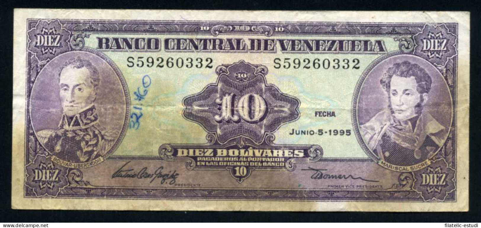 Venezuela 10 Bolívares 1995 Billete Banknote Circulado Pliegues Defectos Foto  - Autres - Amérique