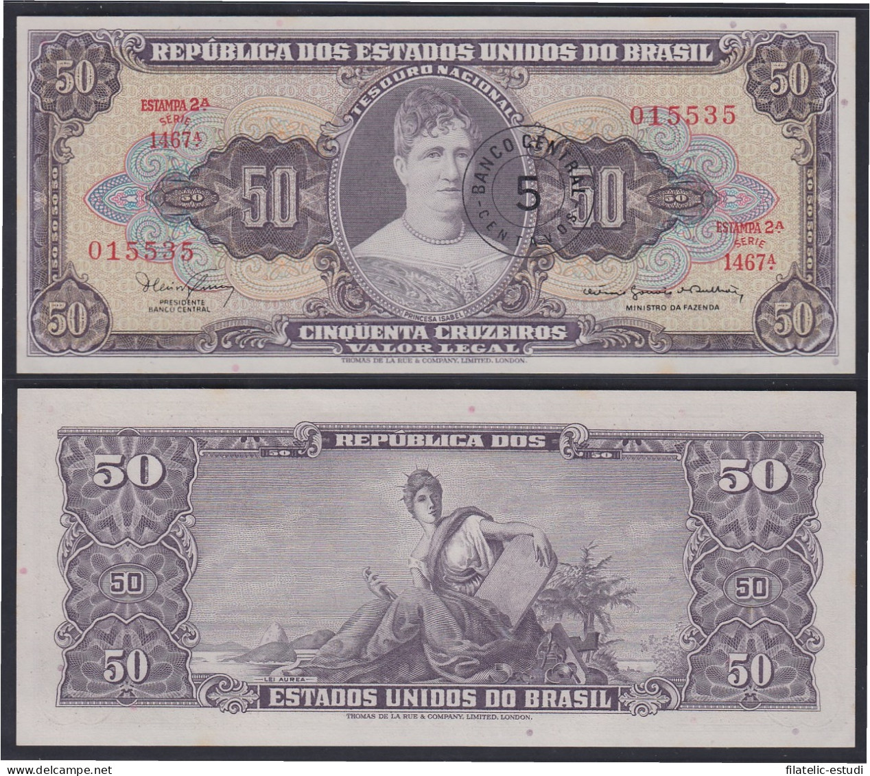 Brasil 50 Cruzeiros 1949 Billete Banknote Sin Circular - Autres - Amérique