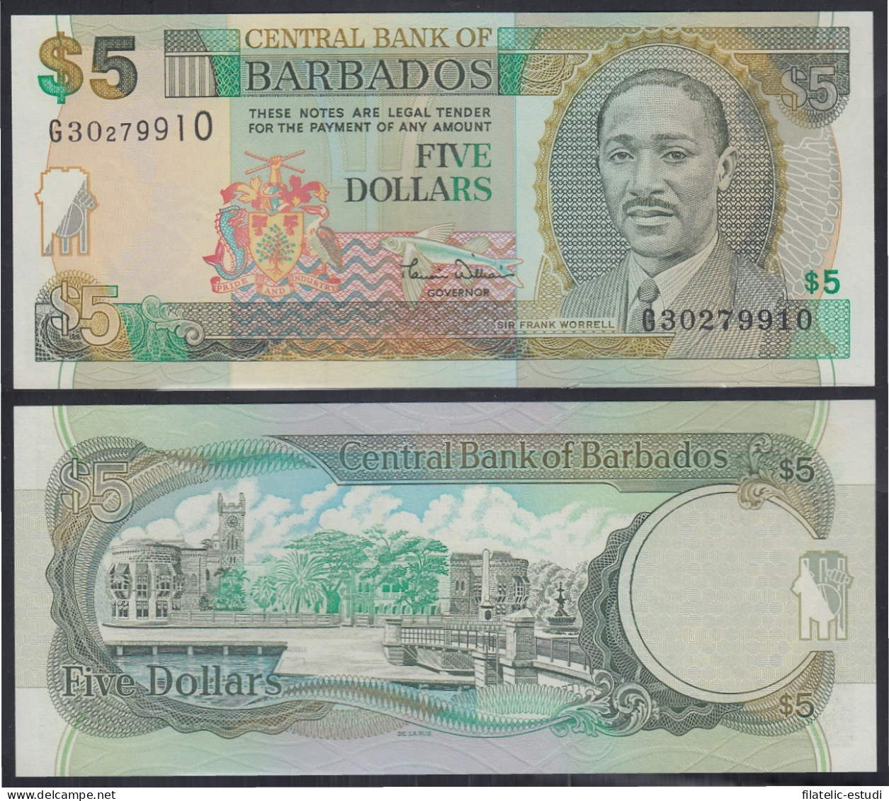 Barbados 5 Dolares Billete Banknote Sin Circular - Otros – América