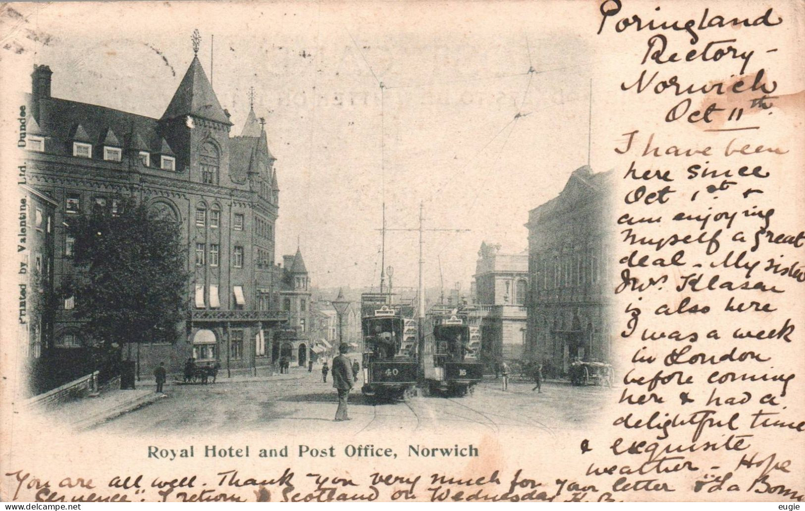 3128/ Royal Hotel And Post Office, Norwich, Tram, 1901 - Norwich