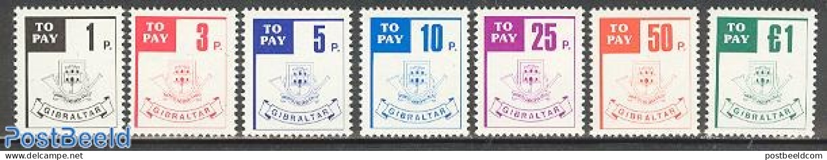 Gibraltar 1984 Postage Due 7v, Mint NH, History - Coat Of Arms - Gibilterra