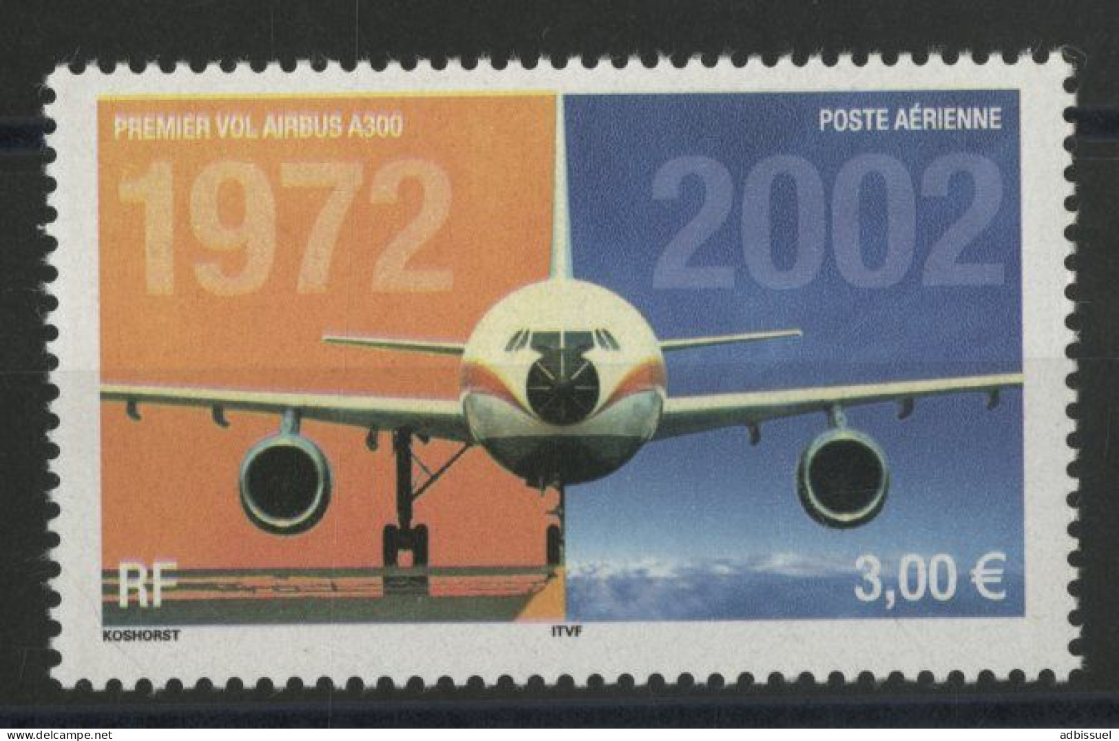 POSTE AERIENNE N° 65c Airbus VARIETE PHOSPHORE A CHEVAL Neuf ** (MNH) TB. COTE 35 € - Unused Stamps