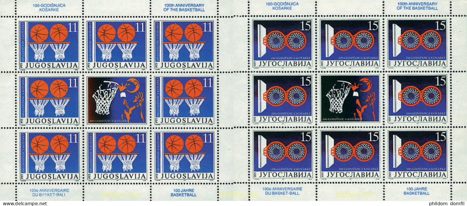 10103 MNH YUGOSLAVIA 1991 CENTENARIO DEL BALONCESTO - Neufs