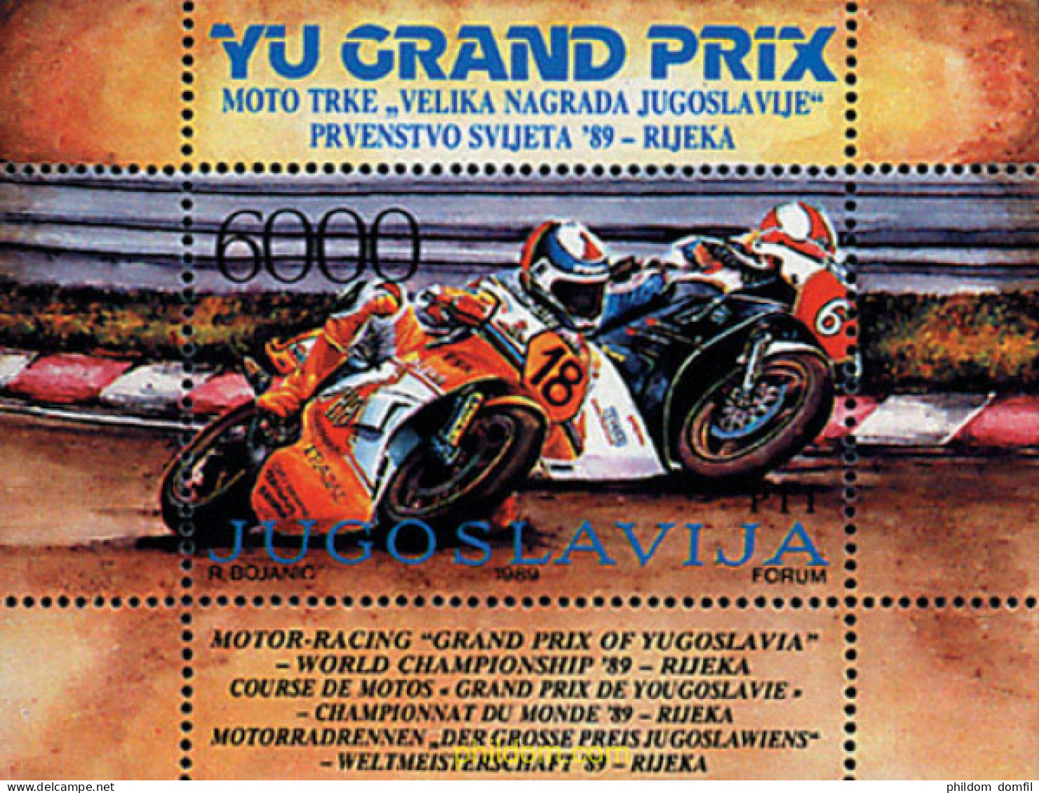 39955 MNH YUGOSLAVIA 1989 GRAN PREMIO DE YUGOSLAVIA DE MOTOCICLISMO EN RIJEKA - Neufs