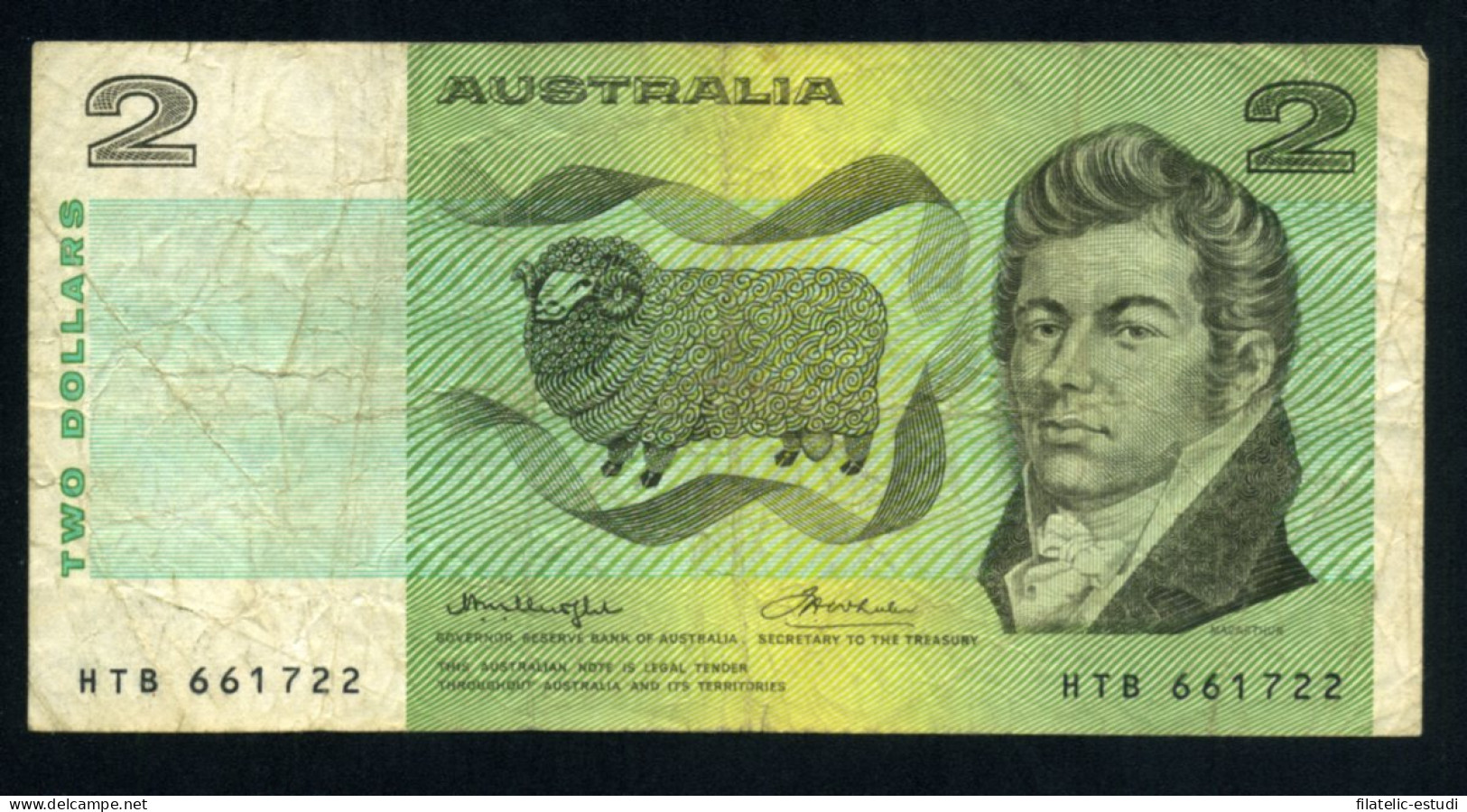 Australia 2 Dolares 1966-72 Billete Banknote Pliegues Y Dobleces - Andere - Oceanië