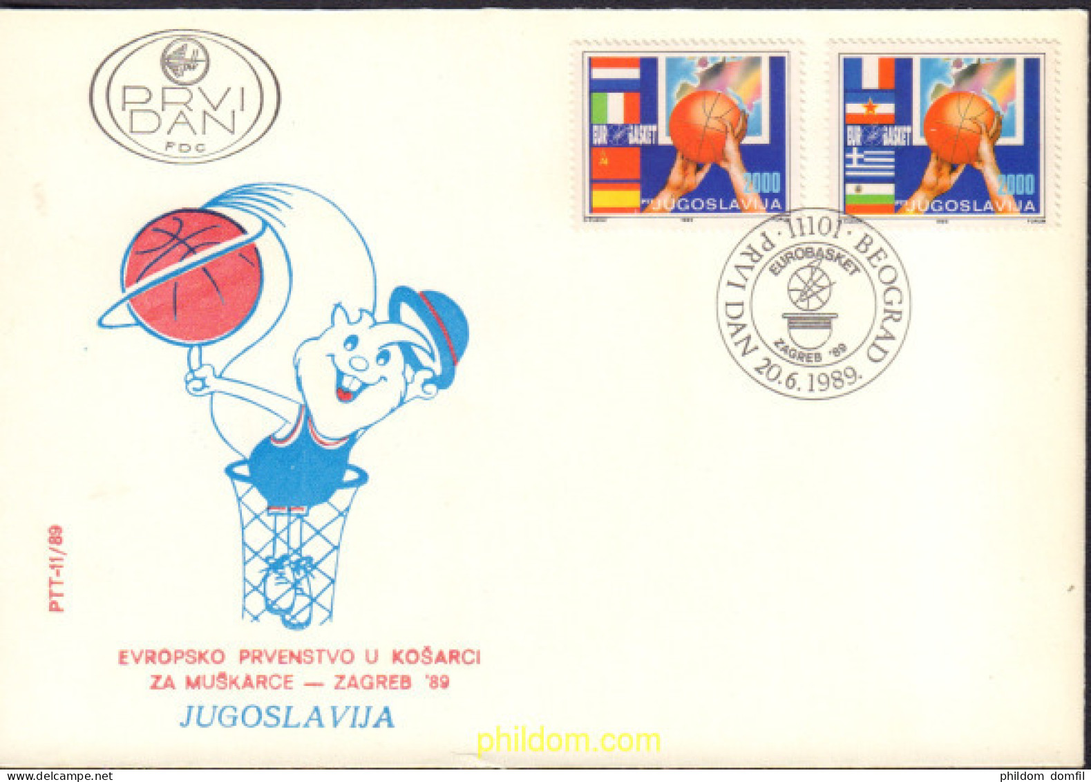 376520 MNH YUGOSLAVIA 1989 CAMPEONATO DE EUROPA DE BALONCESTO - Neufs