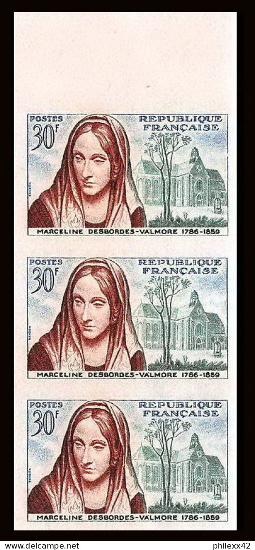 France N°1214 Desbordes-Valmore Ecrivain Writer Poete Poet Non Dentelé ** MNH Imperf Cote Maury 160 Euros Bande 3 - 1951-1960