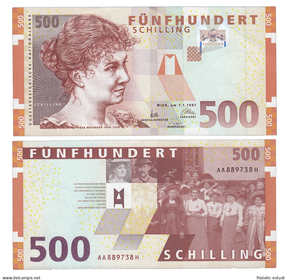 Austria 500 Schilling 1997 Billete Sin Circular - Sonstige – Europa