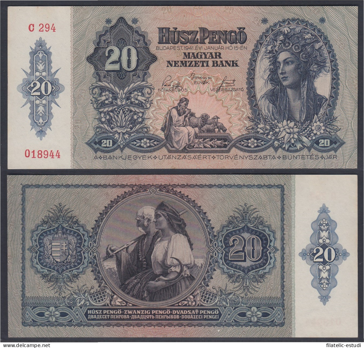 Hungría 20 Pengo 1941 Billete Banknote Sin Circular - Andere - Europa