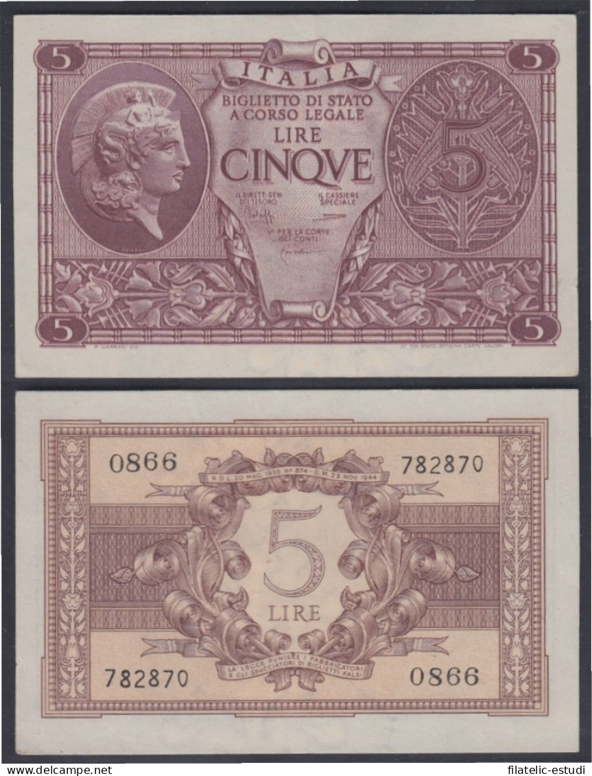 Italia 5 Liras 1944  Billete Banknote Sin Circular - Autres - Europe