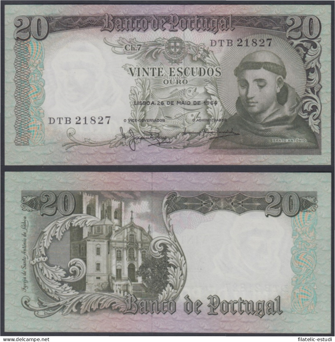 Portugal 20 Escudos 1964  Billete Banknote Sin Circular - Sonstige – Europa