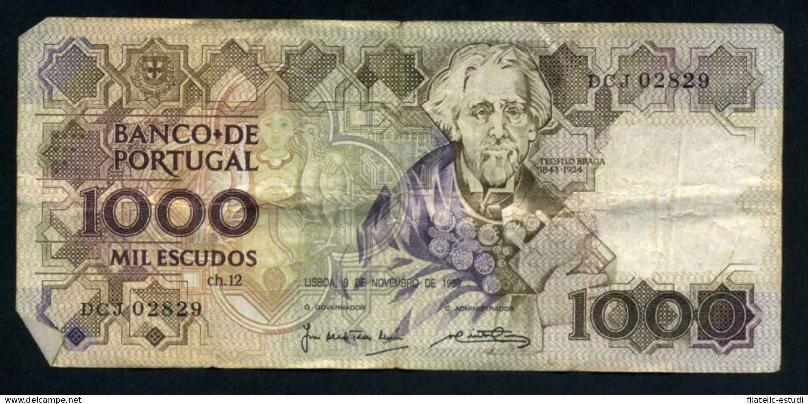 Billete P.181e Portugal 1000 Escudos 1988 Circulado Pliegues Y Dobleces - Other - Europe