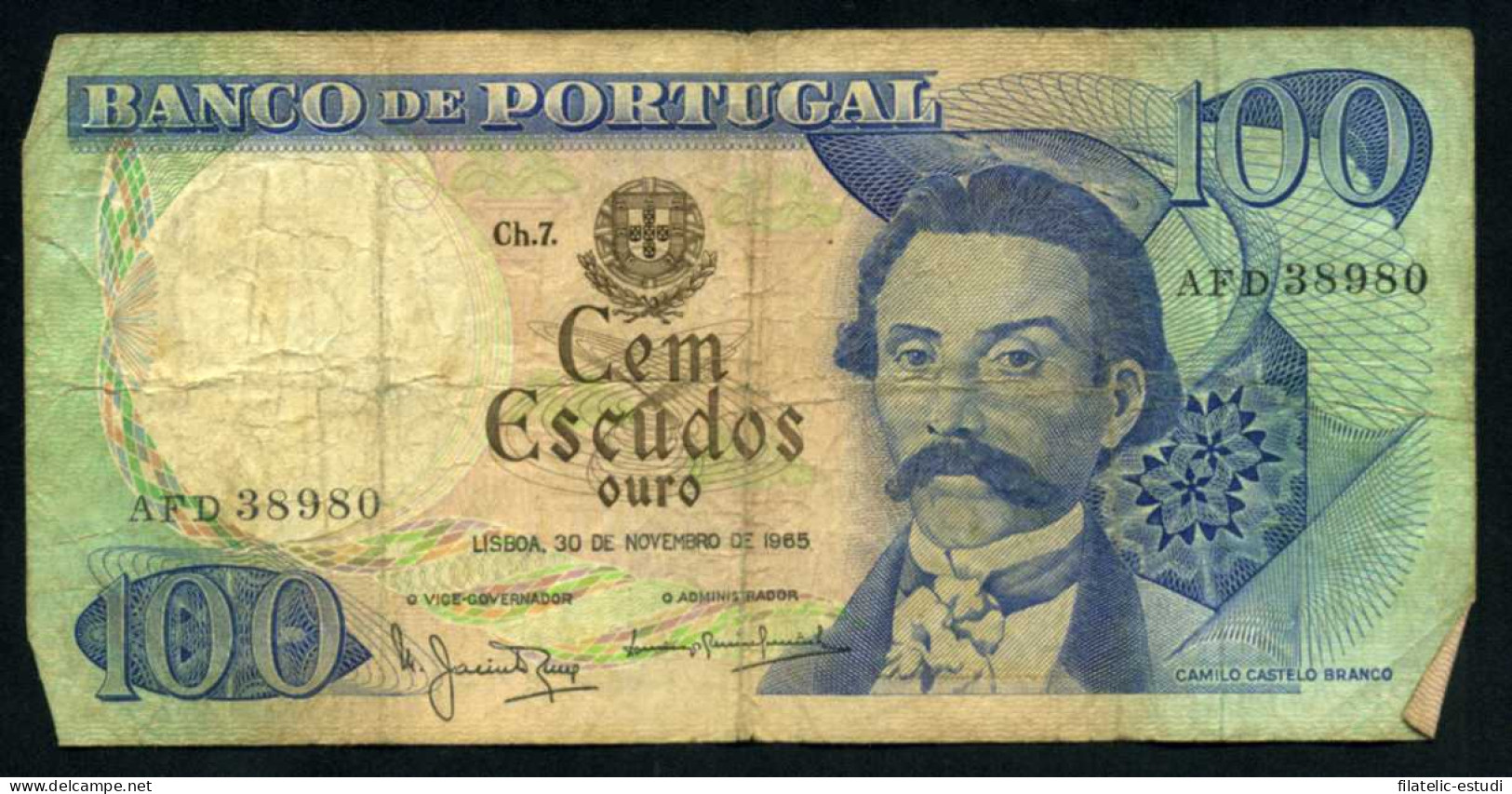 Billete P.169a Portugal 100 Escudos 1965 Pliegues, Dobleces - Otros – Europa