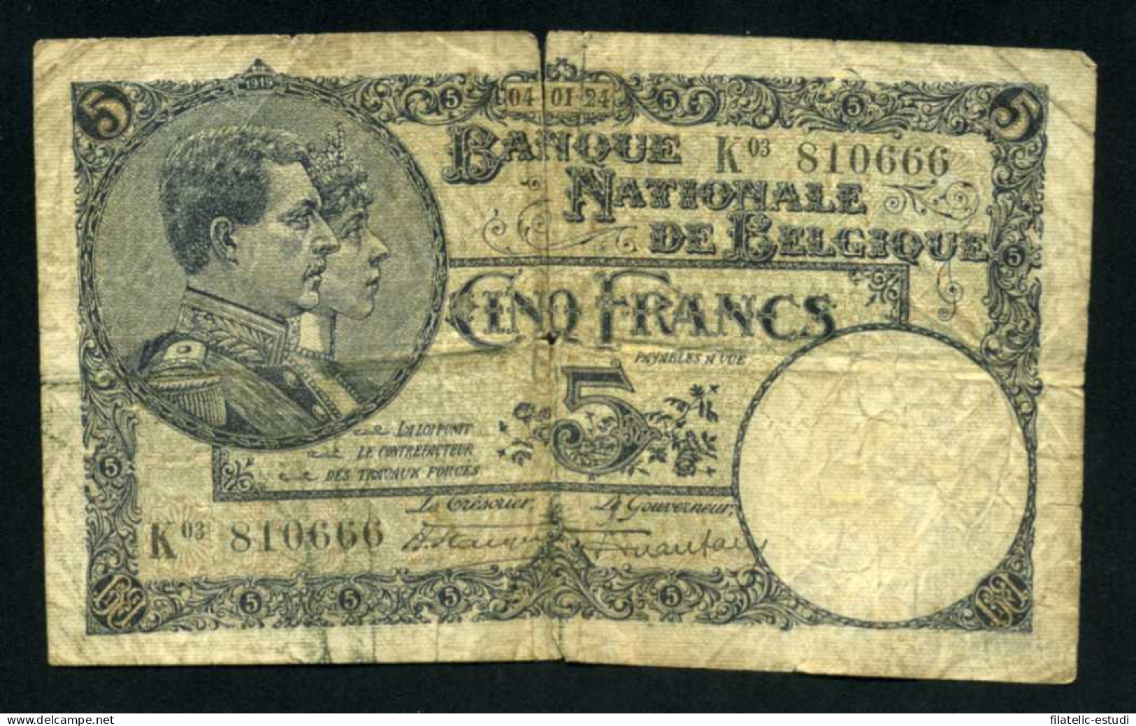 Bélgica 5 Francos 1926 Firmas De Hautain Y Stacquet Billete Banknote Circulado - Otros – Europa