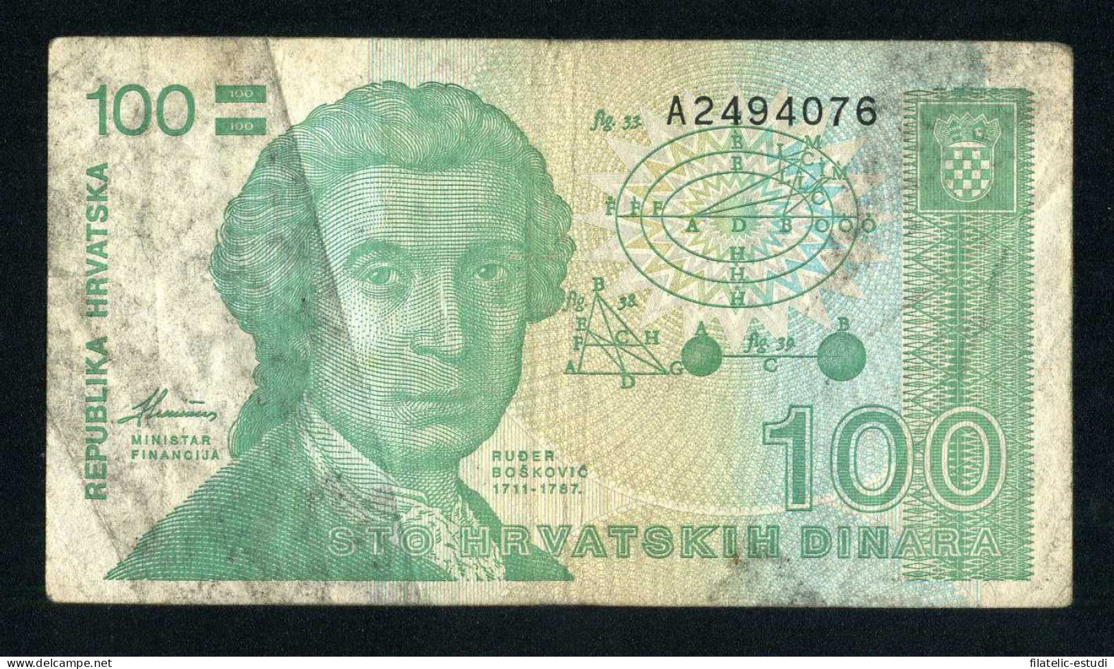 Croacia 100 Dinars 1991 Billete Banknote Culado, Pliegues, Manchas - Otros – Europa