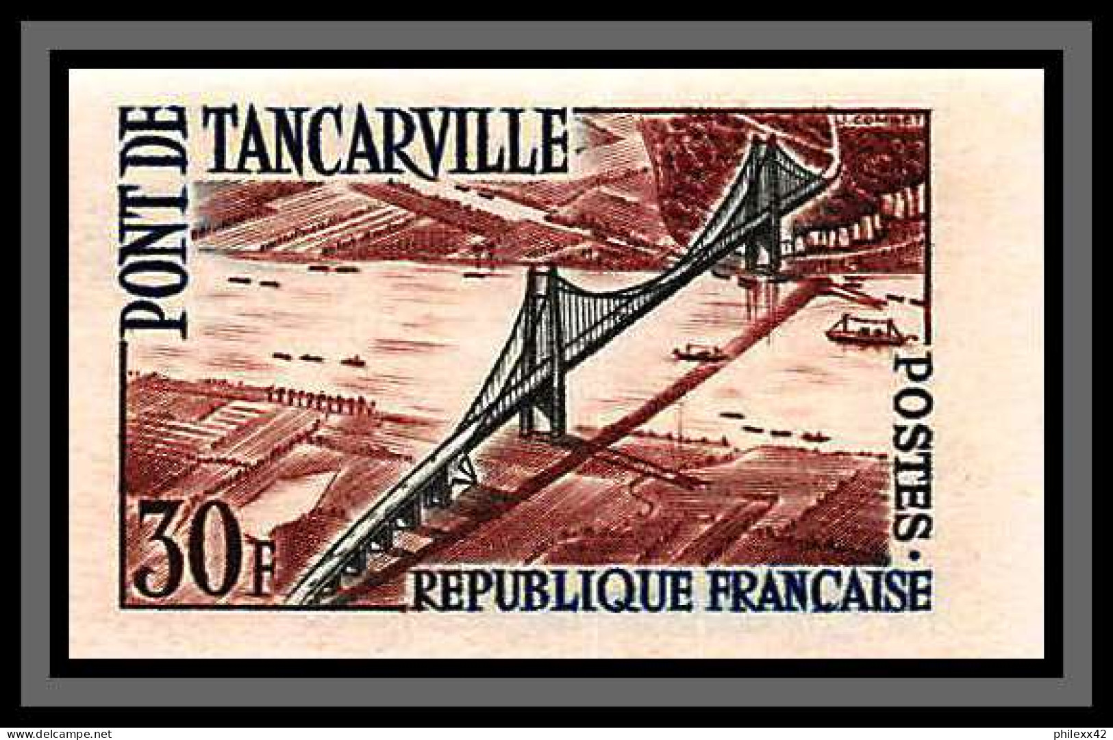 France N°1215 Pont (bridge) De Tancarville Normandie Bord De Feuille Non Dentelé ** MNH (Imperf) Cote Maury 45 Euros - 1951-1960