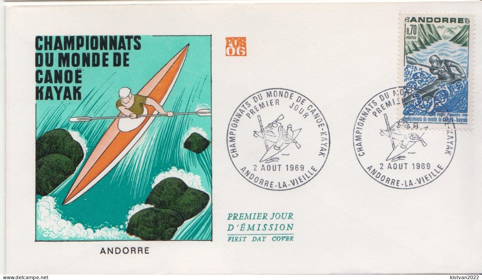 Andorra Stamp On FDC - Canoë