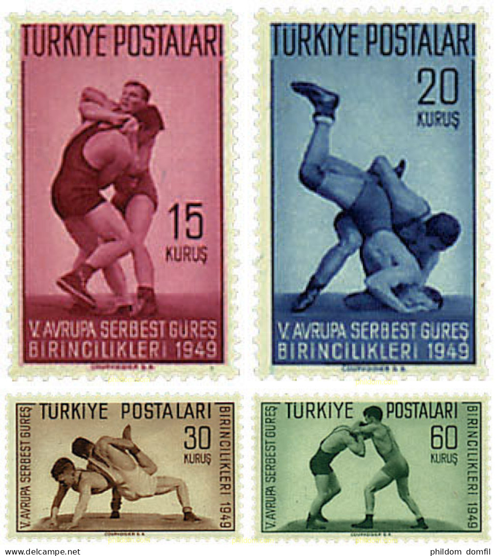 299614 HINGED TURQUIA 1949 5 CAMPEONATOS DE EUROPA DE LUCHA LIBRE. - Altri & Non Classificati