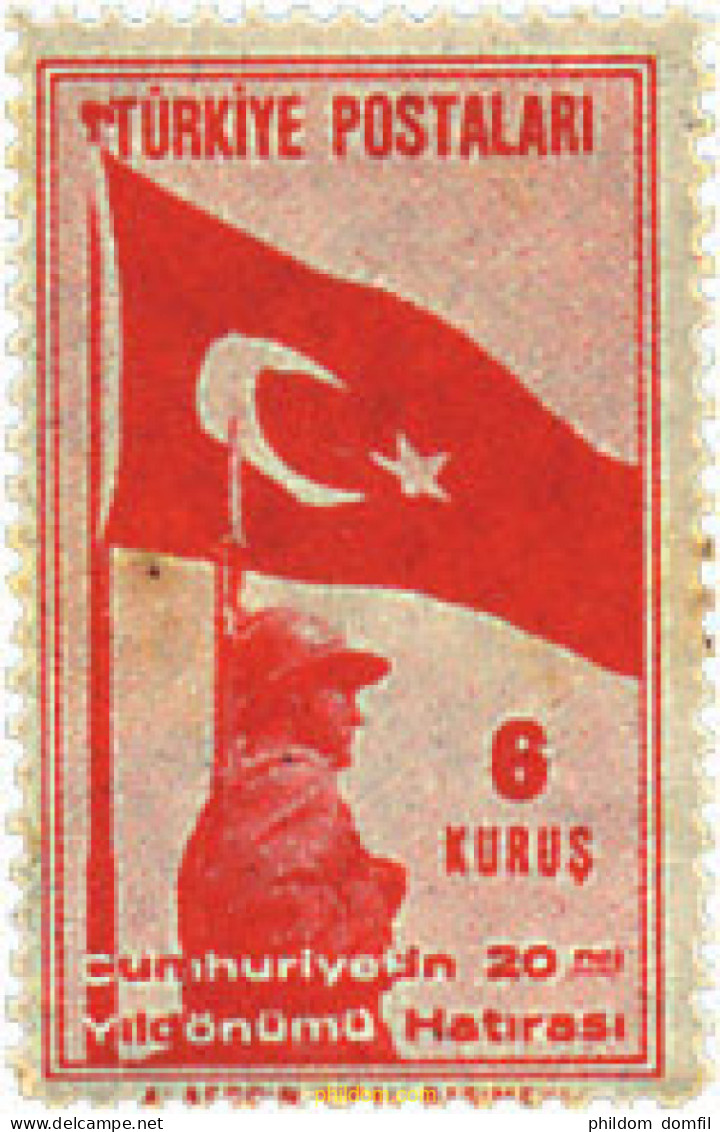 637617 HINGED TURQUIA 1943 20 ANIVERSARIO DE LA REPUBLICA - Otros & Sin Clasificación