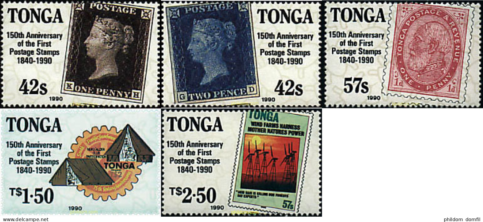 42719 MNH TONGA 1990 150 ANIVERSARIO DEL PRIMER SELLO POSTAL - Tonga (1970-...)