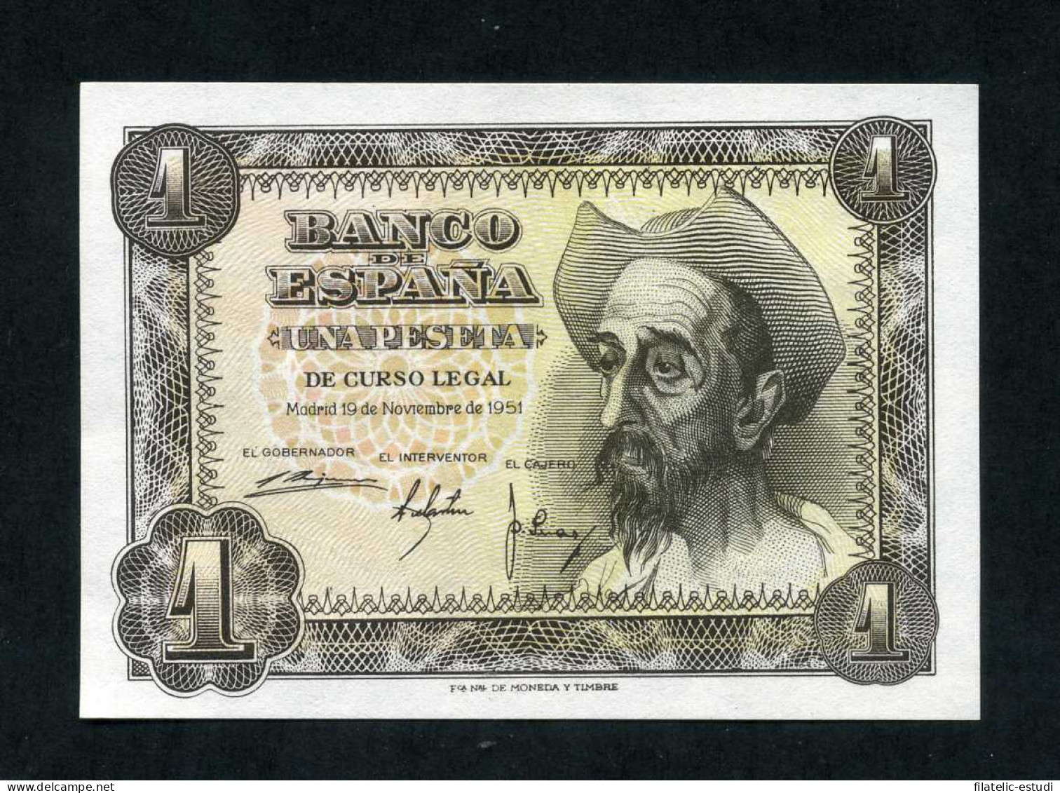 España Billete 1 Pta 19 11 1951 Quijote Sin Circular - Autres & Non Classés