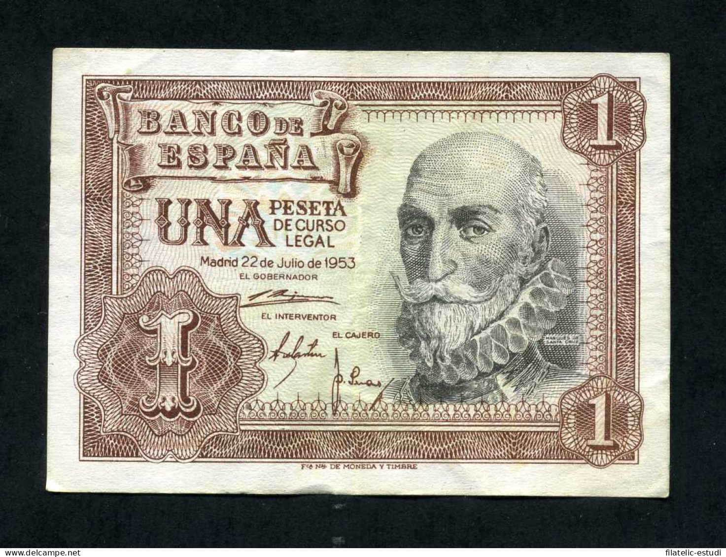 España Billete 1 Pta 22 7 1953 Marques De Sta. Cruz Sin Circular - Altri & Non Classificati