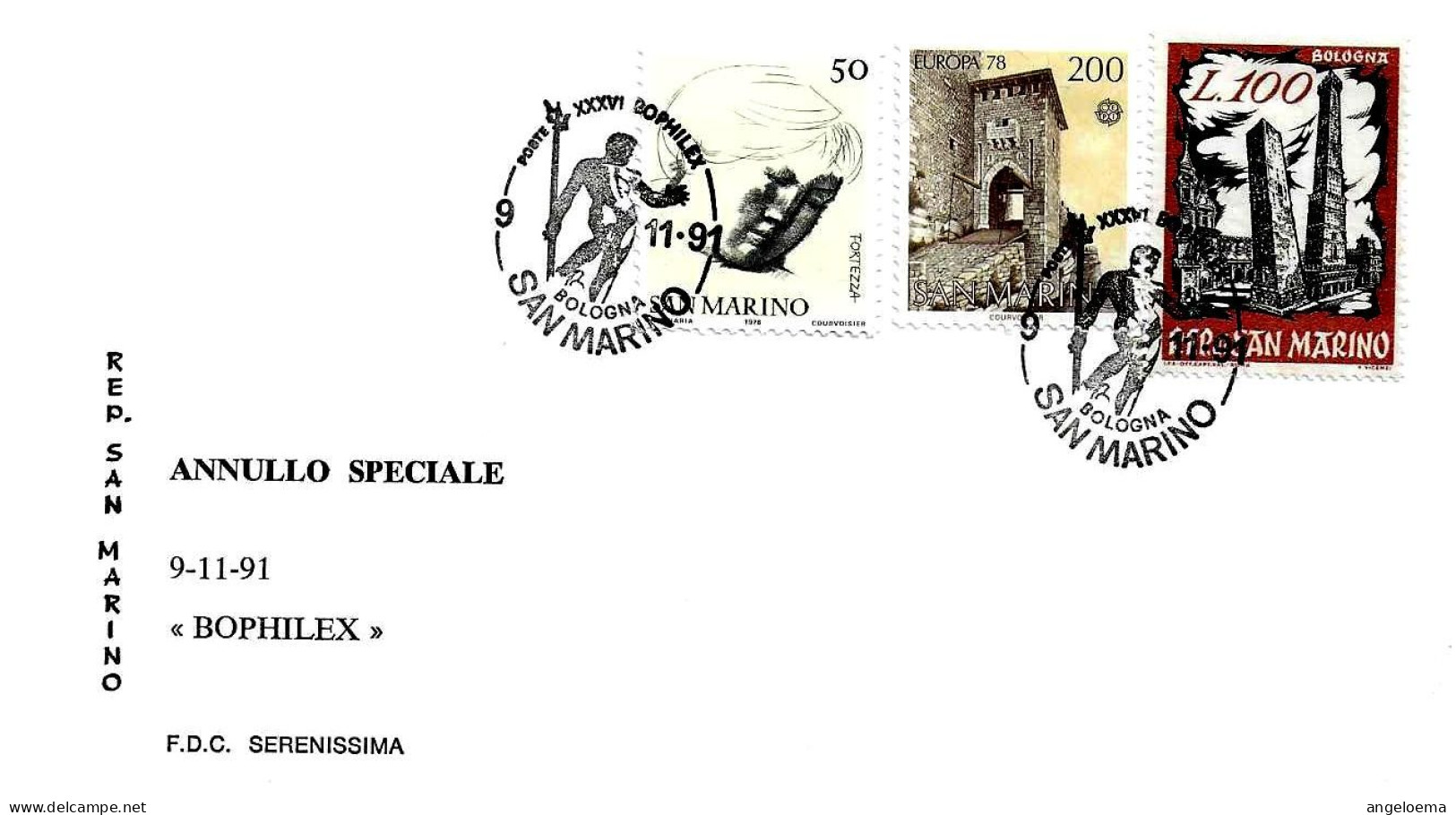 SAN MARINO - 1991 BOLOGNA 36° Bophilex - Fontana Del Nettuno Del Giambologna Su Busta Serenissima - 236 - Monumenti