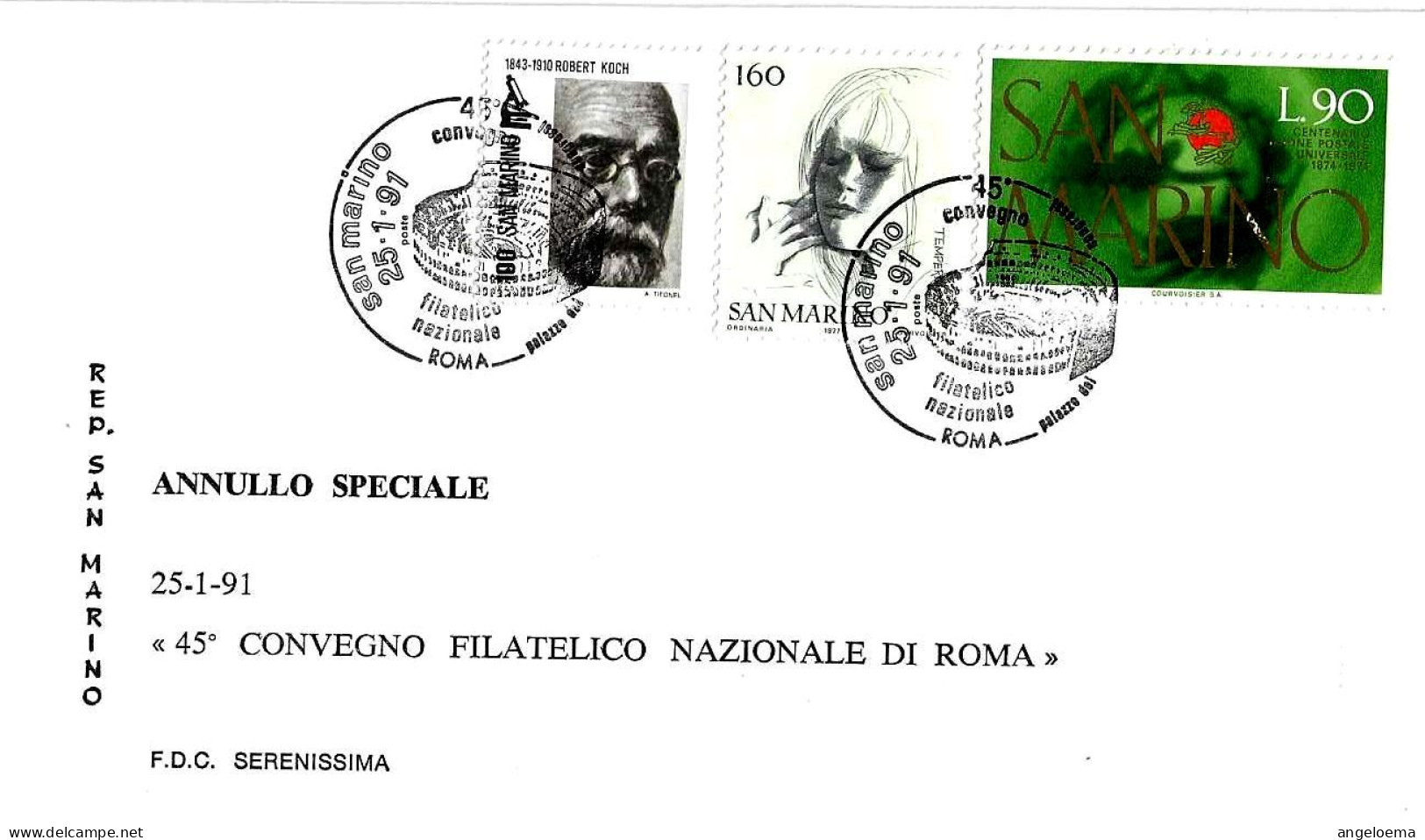 SAN MARINO - 1991 45° Convegno Filatelico Roma - Il Colosseo Su Busta Serenissima - 298 - Otros & Sin Clasificación