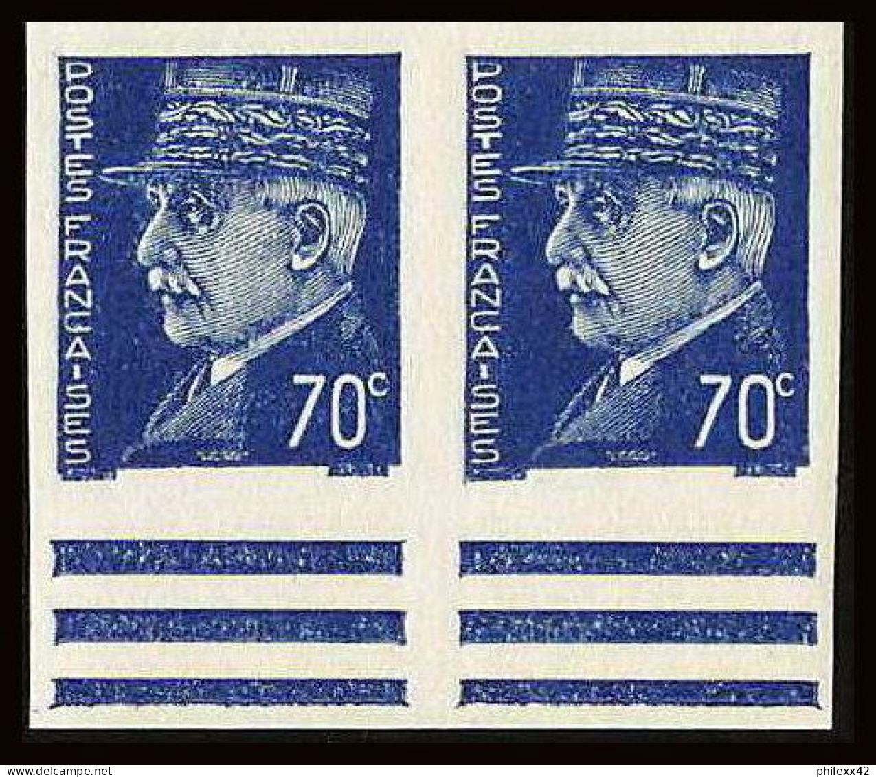 France N°510 Marechal Petain Paire Bord De Feuille Non Dentelé ** MNH (Imperf) - 1941-1950