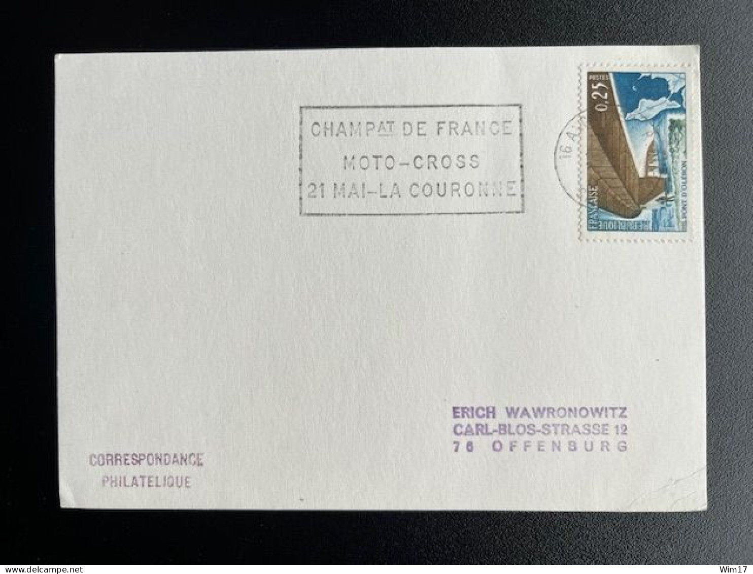 FRANCE POSTCARD SPECIAL POSTMARK MOTOCROSS CHAMPIONSHIP LA COURONNE 21-05 FRANKRIJK - Motos