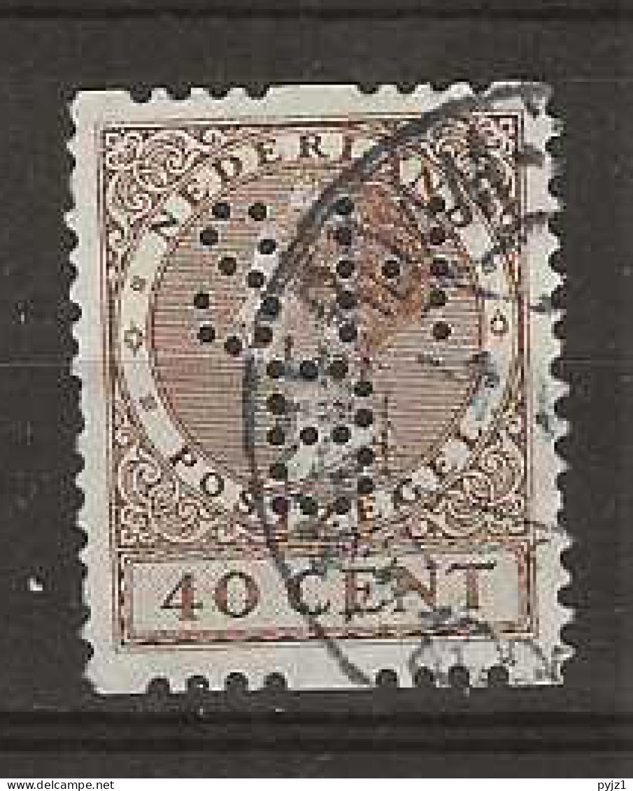 1925 USED Nederland NVPH R16 Zonder Watermerk Perfin - Gebraucht