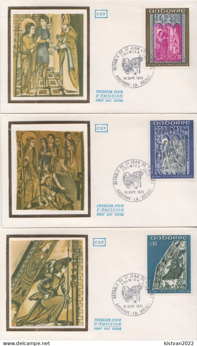 Andorra Set On Silk FDCs - Religión