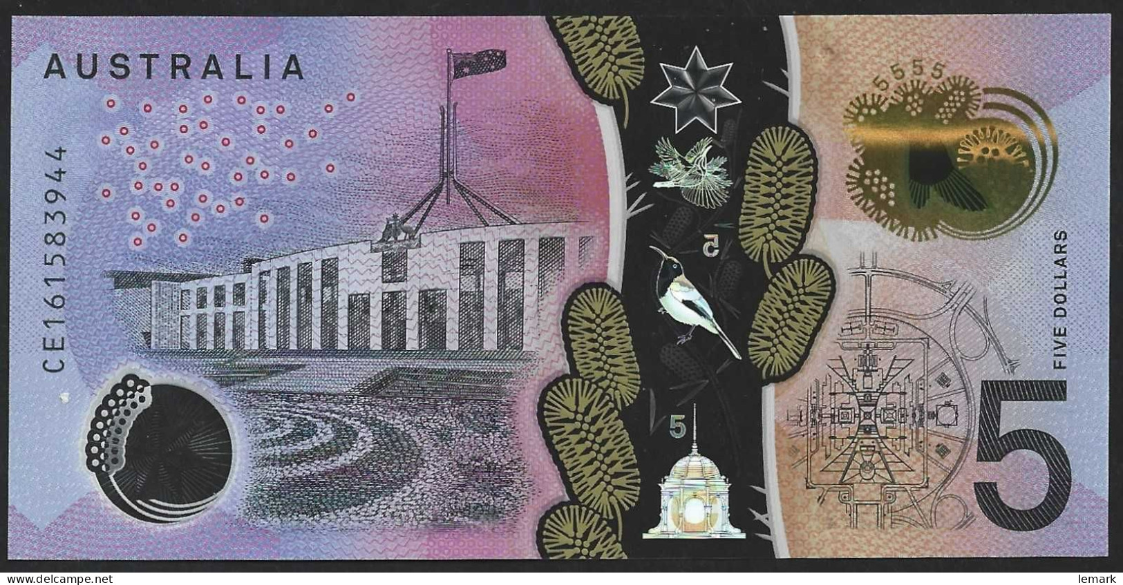 Australia 5 Dollar 2016 P62 UNC - 2005-... (billetes De Polímero)