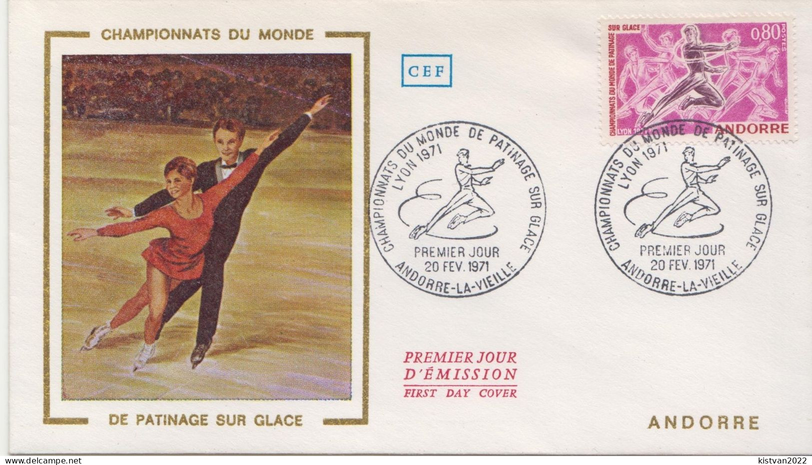 Andorra Stamp On Silk FDC - Patinage Artistique